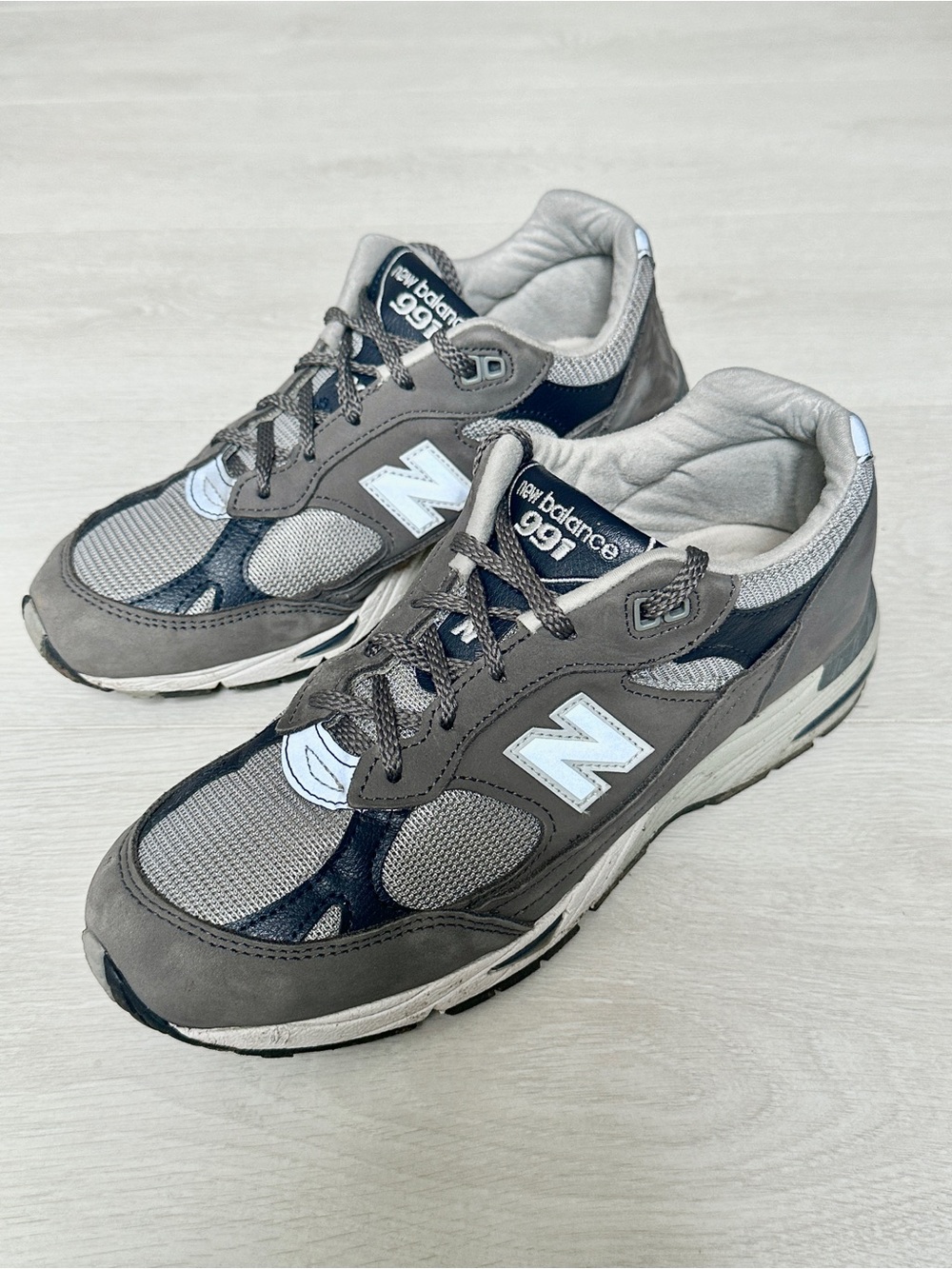 New Balance 991 Sneakers Made in England W991GNS Castlerock Navy Sz8